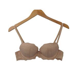 Gilligan Omalley Demi Lace Push‎ Up Bra 34A Tan Underwire